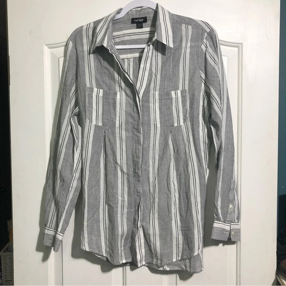 Tops - Lord  and Taylor 100% Cotton Button Down Striped Long Sleeved Shirt (L)